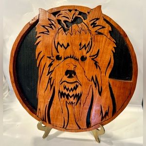 YORKSHIRE TERRIER Yorkie Dog Laser Carved Wooden Plaque